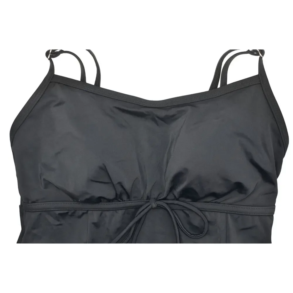 Swim Solutions Women's Black Empire-Waist Swimdress In Black - Picture 3 of 7